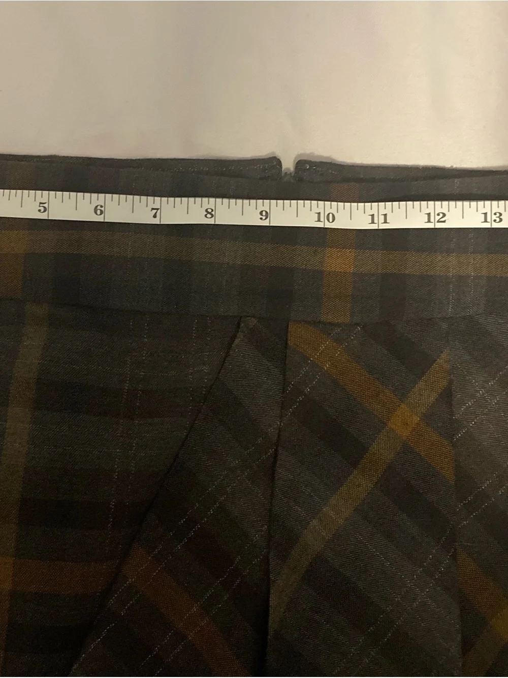 Michael Kors Olive Green and Mustard Plaid Mini Skirt